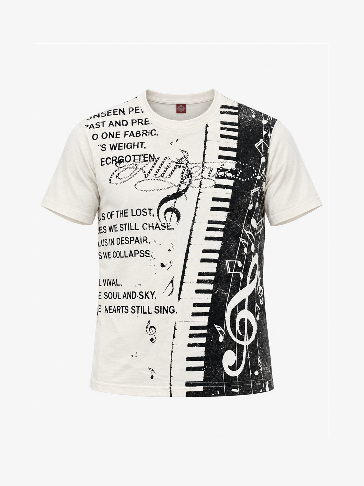 DETW PIANO KEY GRAPHIC T-SHIRT; White; front view