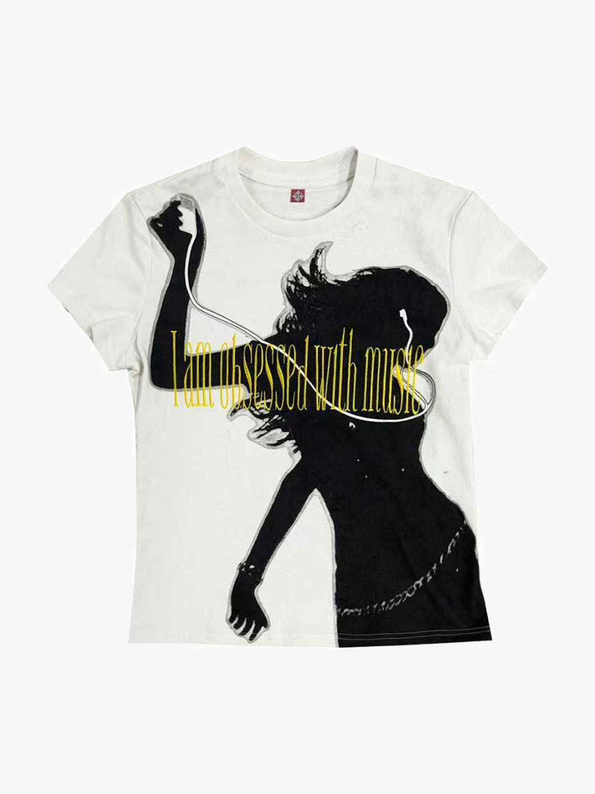DETW SILHOUETTE LETTERING GRAPHIC T-SHIRT; White; front view