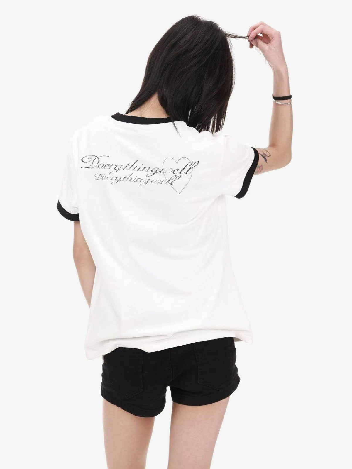 DETW ANGEL HEART RINGER T-SHIRT; White; model view