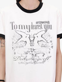 DETW ANGEL HEART RINGER T-SHIRT; White; design detail