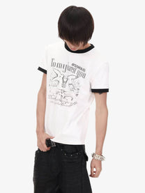 DETW ANGEL HEART RINGER T-SHIRT; White; model view