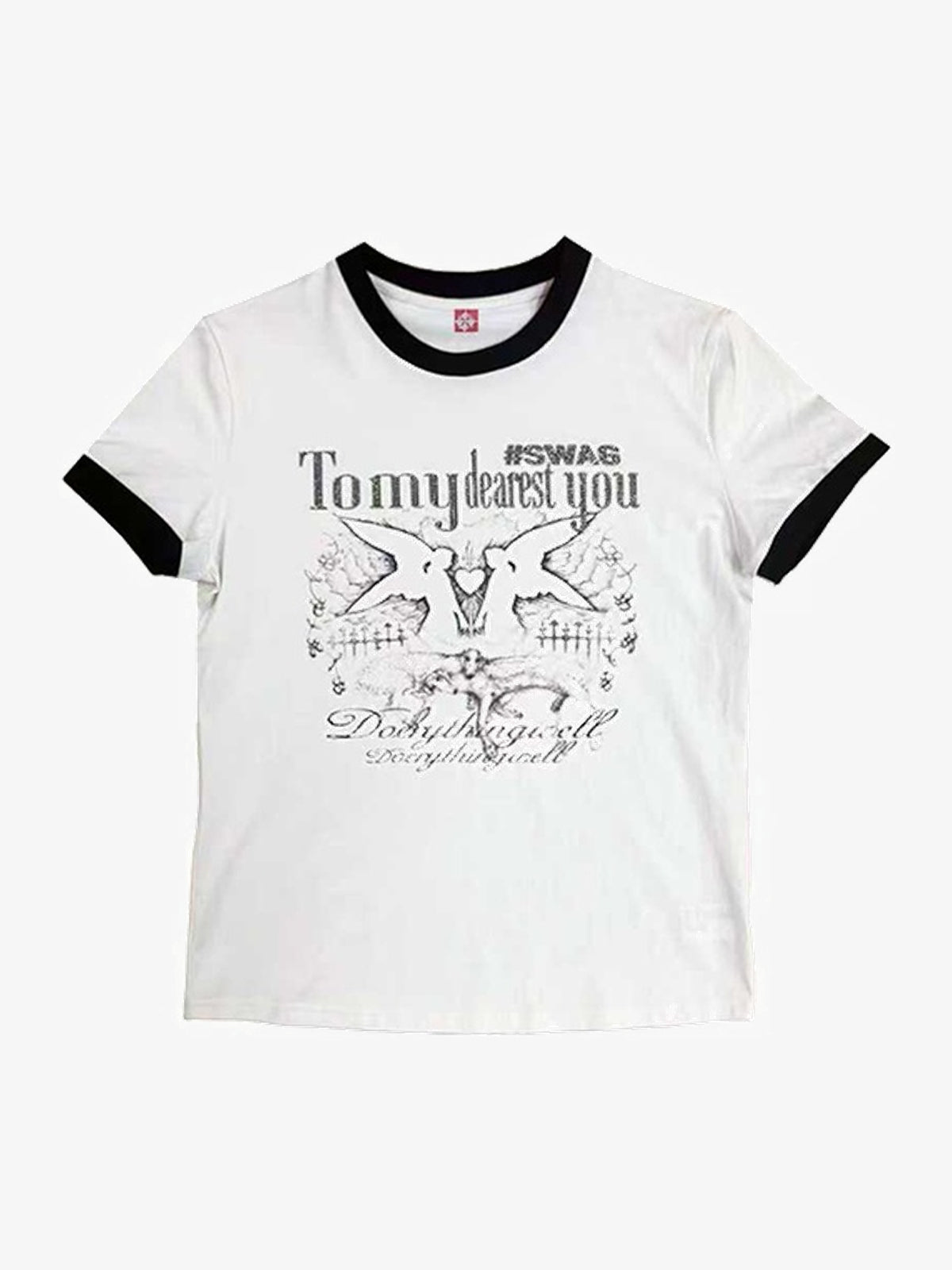 DETW ANGEL HEART RINGER T-SHIRT; White; front view