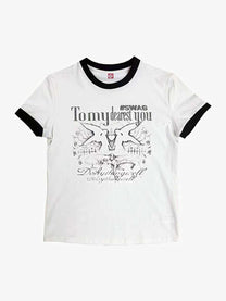 DETW ANGEL HEART RINGER T-SHIRT; White; front view