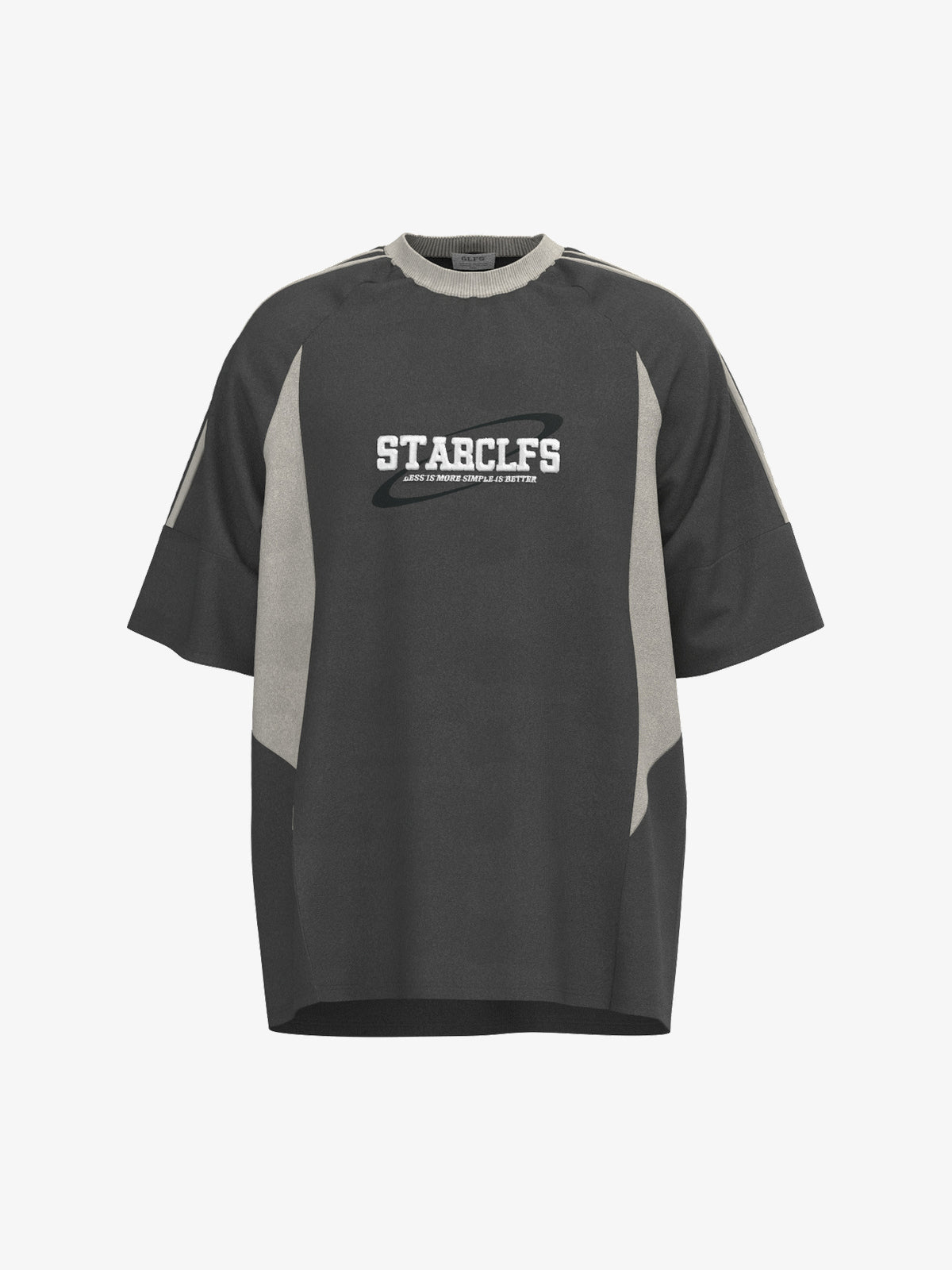 GLFS CONTRAST PANEL EMBROIDERED LOGO T-SHIRT; Gray; front view