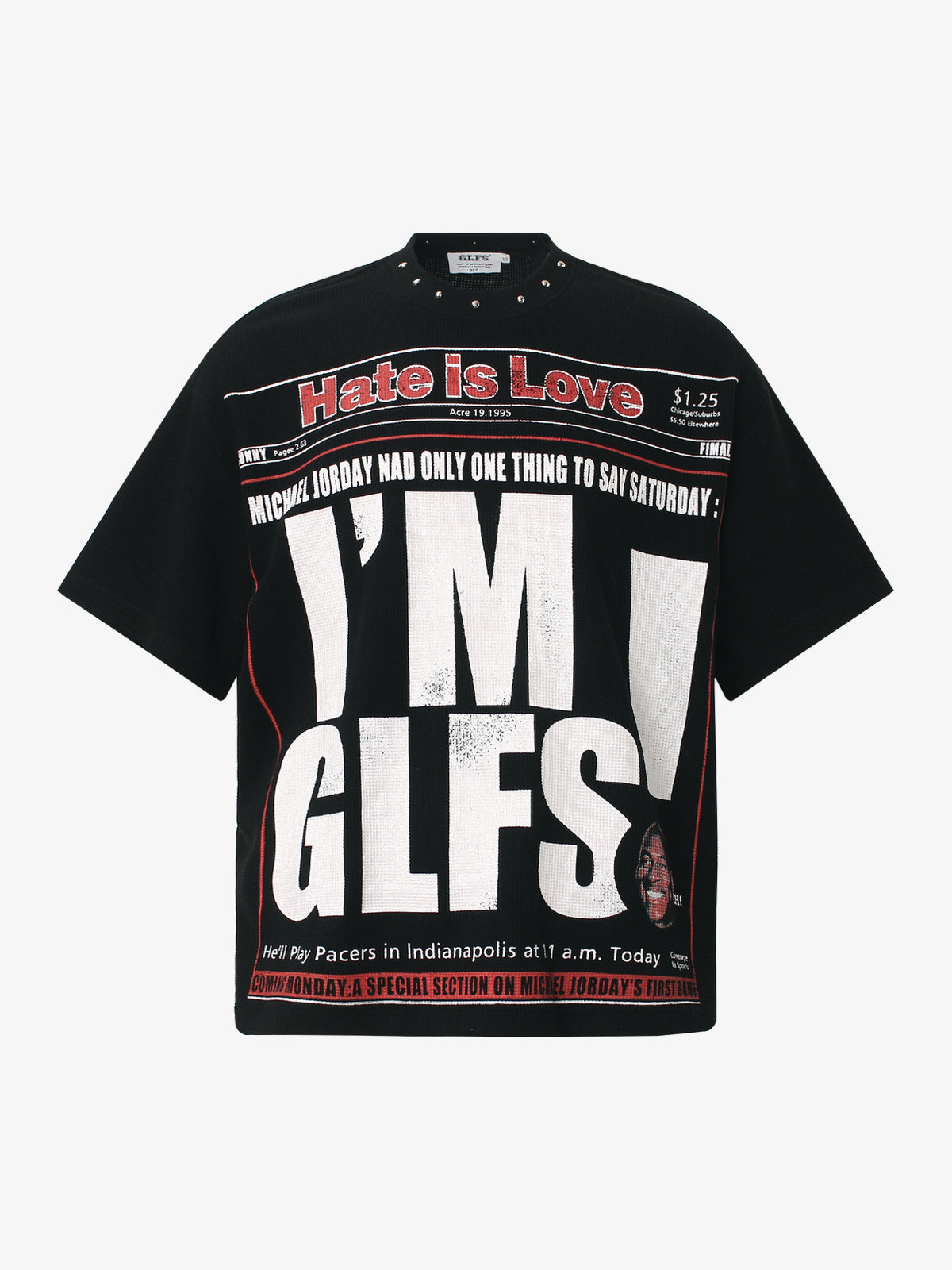 GLFS HATE IS LOVE GRAPHIC T-SHIRT; Black; front view