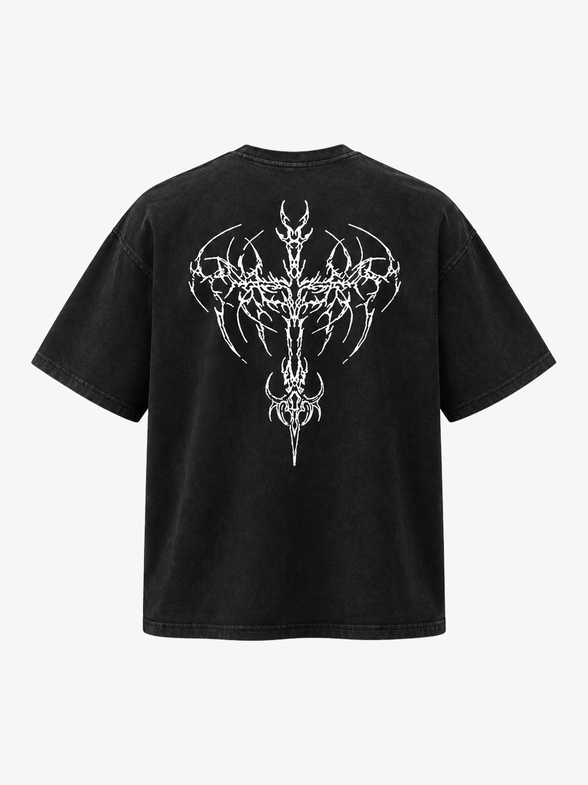 JKPTWSO BARBED THORN CREST WASHED T-SHIRT; Black; back view