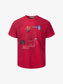 MADE EXTREME ABSTRACT PHOTO COLLAGE T-SHIRT; Red; front view