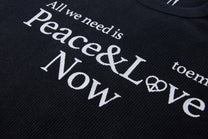 MADE EXTREME PEACE LOVE SLOGAN T-SHIRT; Black; design detail
