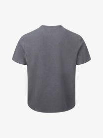 MADE EXTREME PEACE LOVE SLOGAN T-SHIRT; Gray; back view