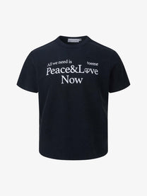 MADE EXTREME PEACE LOVE SLOGAN T-SHIRT; Black; front view