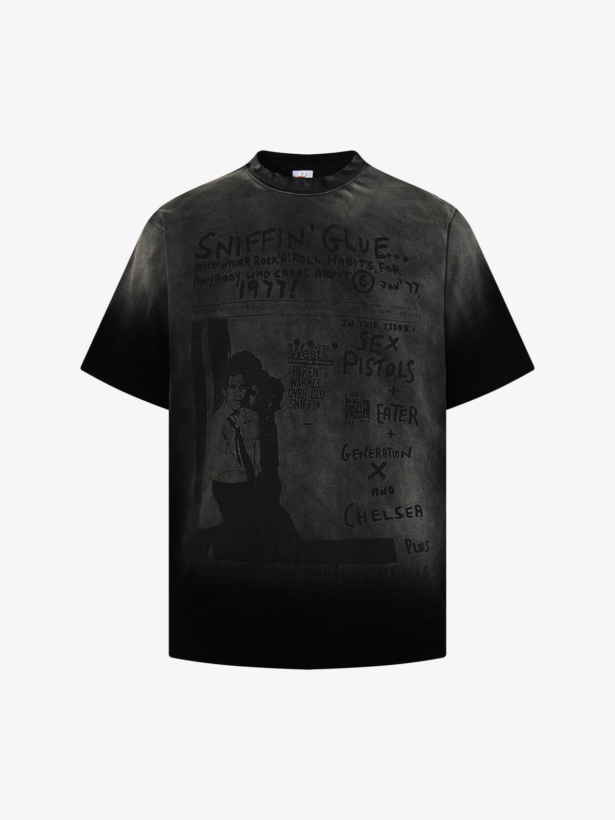 MCCNN FADED PUNK POSTER T-SHIRT; Black; front view