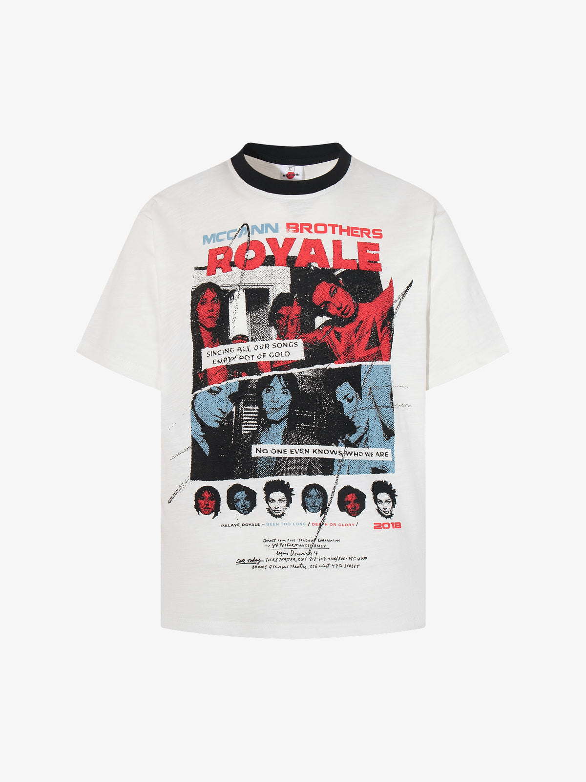 MCCNN ROYALE POSTER RINGER T-SHIRT; White; front view