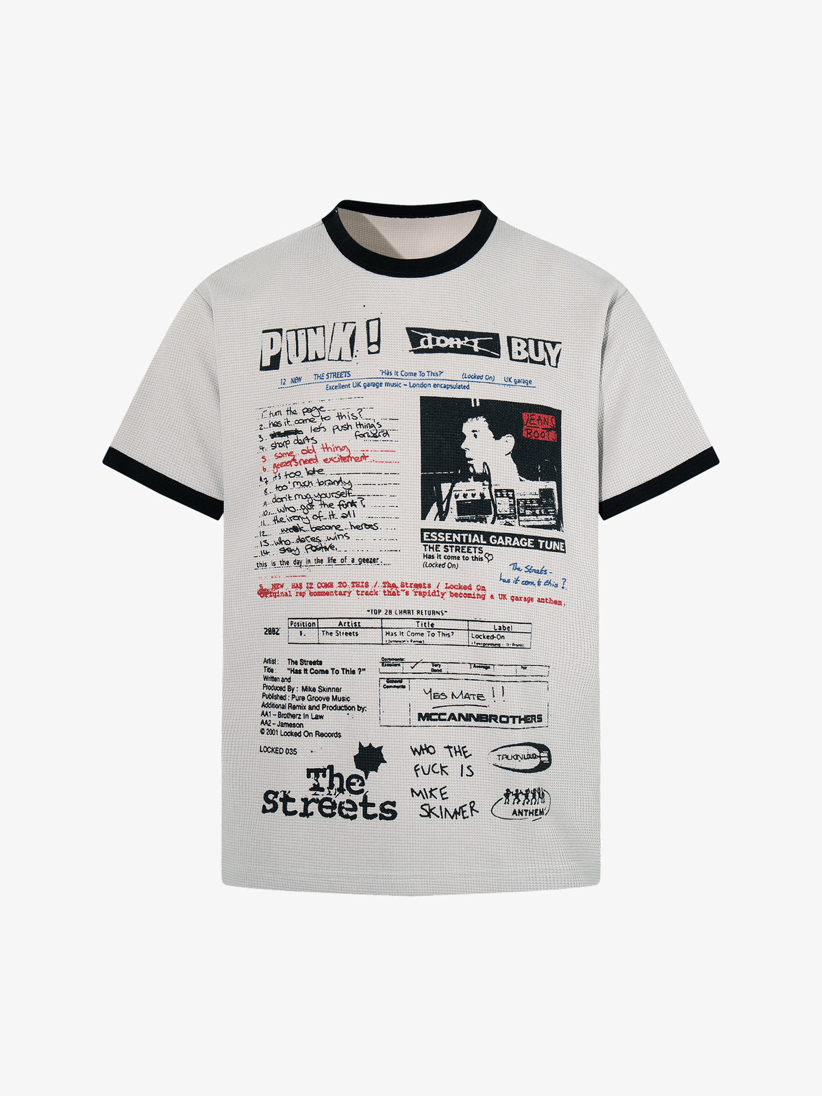 MCCNN PUNK POSTER RINGER T-SHIRT; Gray; front view