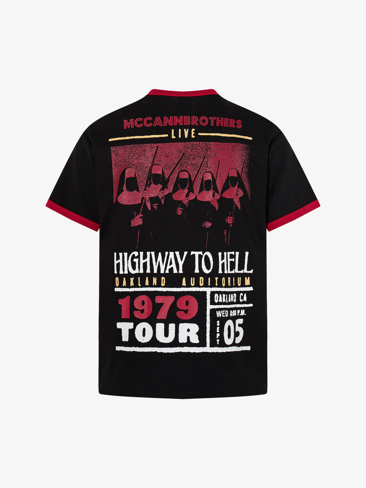 MCCNN TOUR POSTER RINGER T-SHIRT; Black; back view
