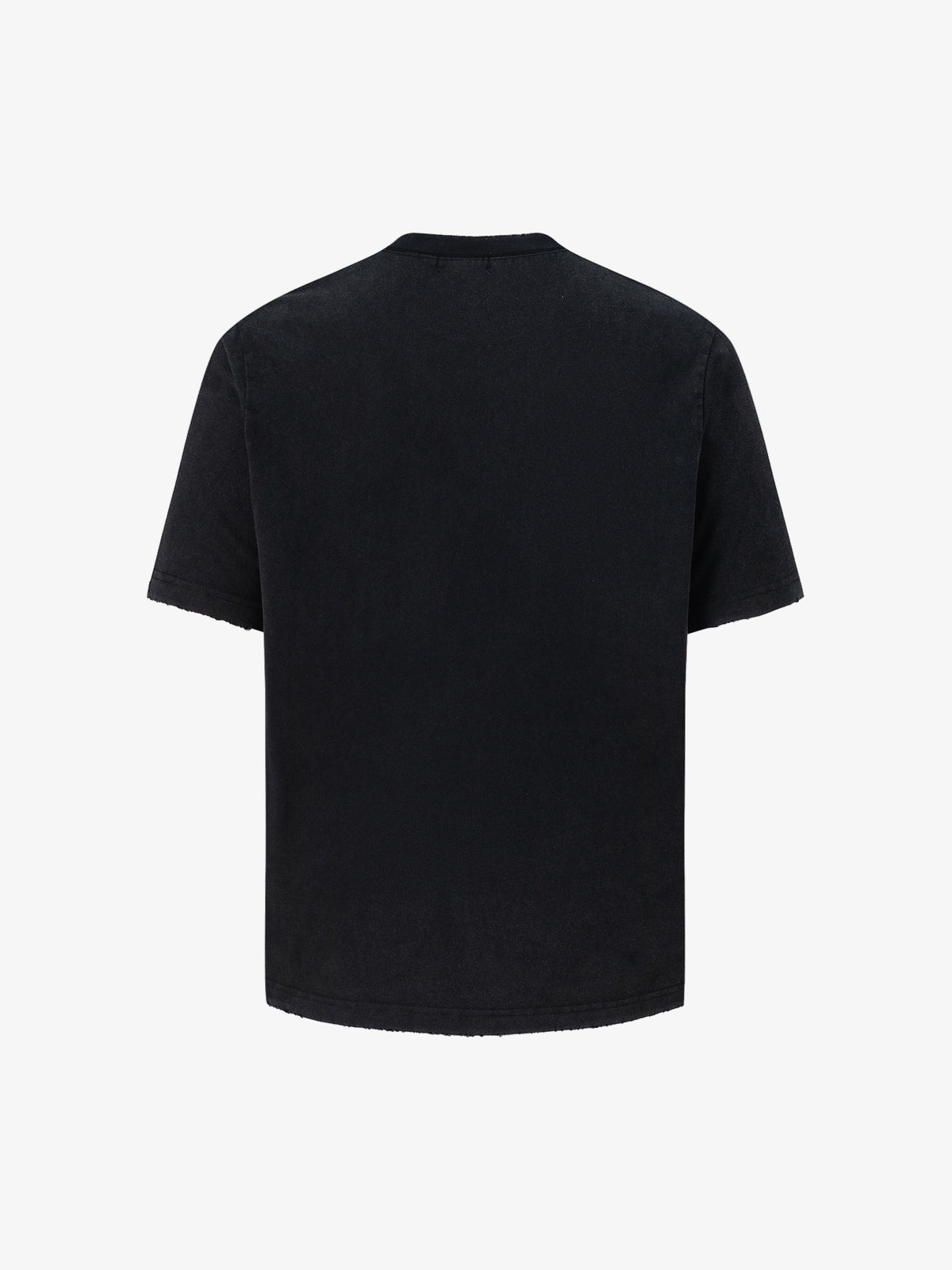 TRYTHM CLUB DISTRESSED TEXT COLLAGE T-SHIRT; Black; back view