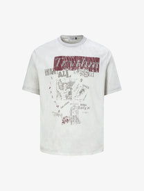 TRYTHM CLUB DISTRESSED TEXT COLLAGE T-SHIRT; Gray; front view