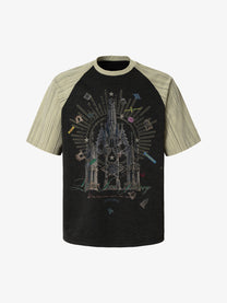 WHOLATE CATHEDRAL RAGLAN T-SHIRT; Black; front view