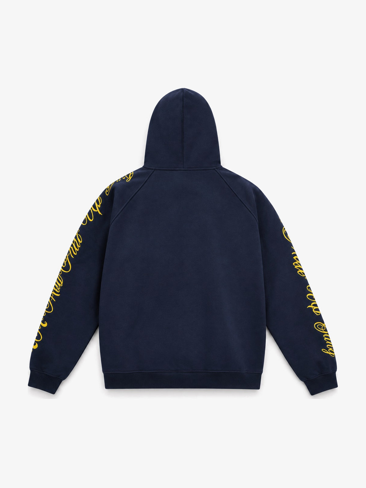 404MOB | Sleeve Lettering Zip Up Hoodie in Dark Blue - back view