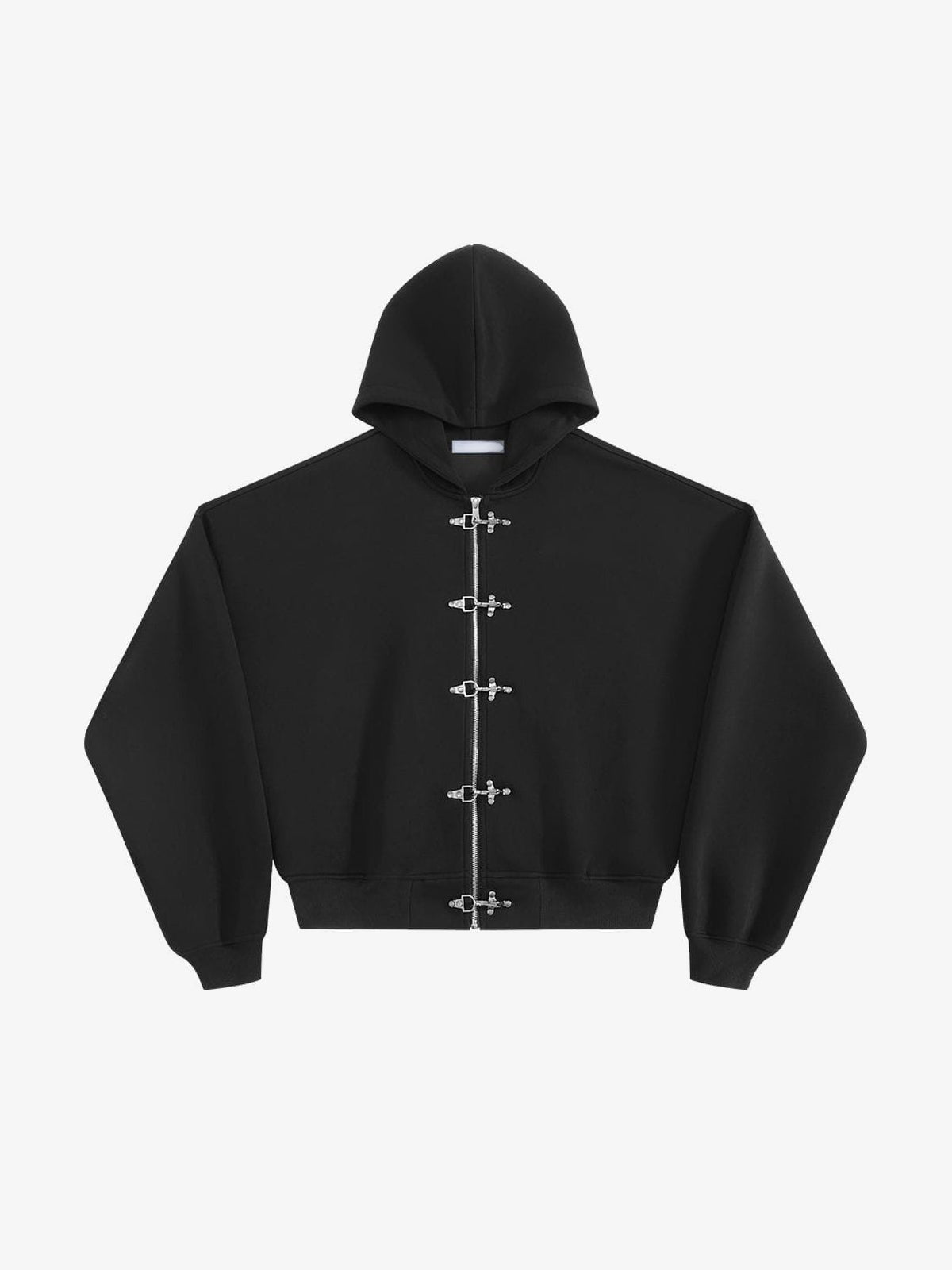 A PUEE | Fireman Clasp Zip Up Hoodie in Black - front view