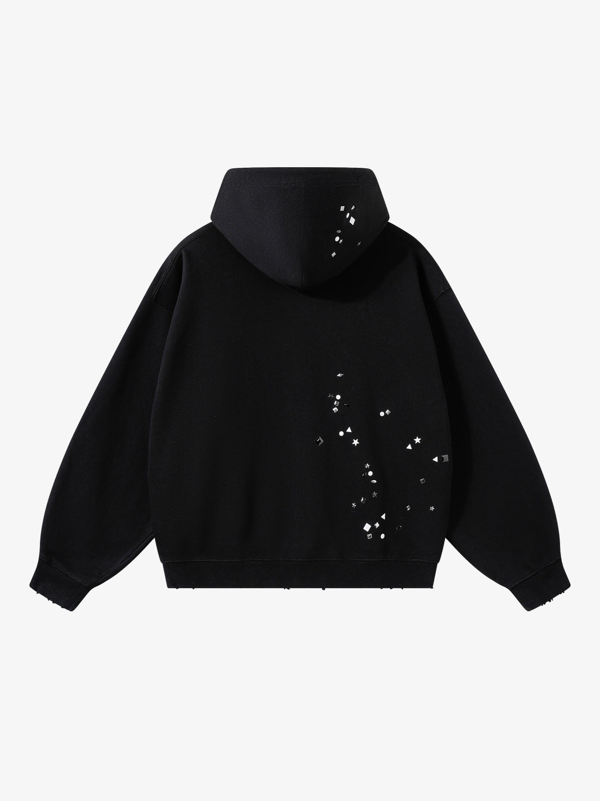 ARTIE MASTER | Rhinestone Scatter Hoodie in Black - back view