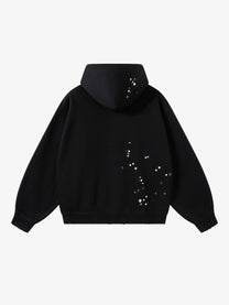ARTIE MASTER | Rhinestone Scatter Hoodie in Black - back view