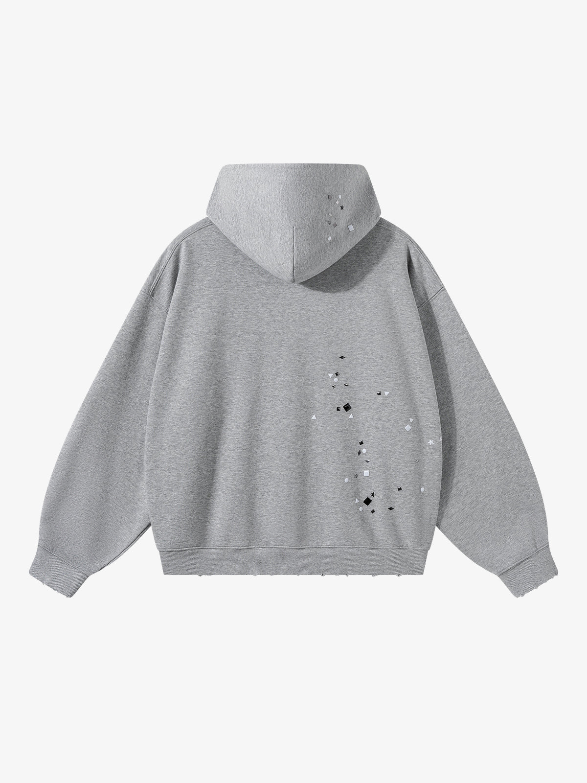 ARTIE MASTER | Rhinestone Scatter Hoodie in Heather Gray - back view