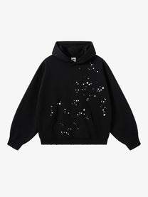 ARTIE MASTER | Rhinestone Scatter Hoodie in Black - front view