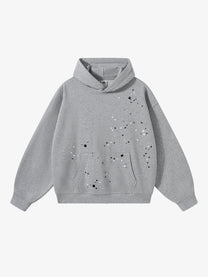 ARTIE MASTER | Rhinestone Scatter Hoodie in Heather Gray - front view