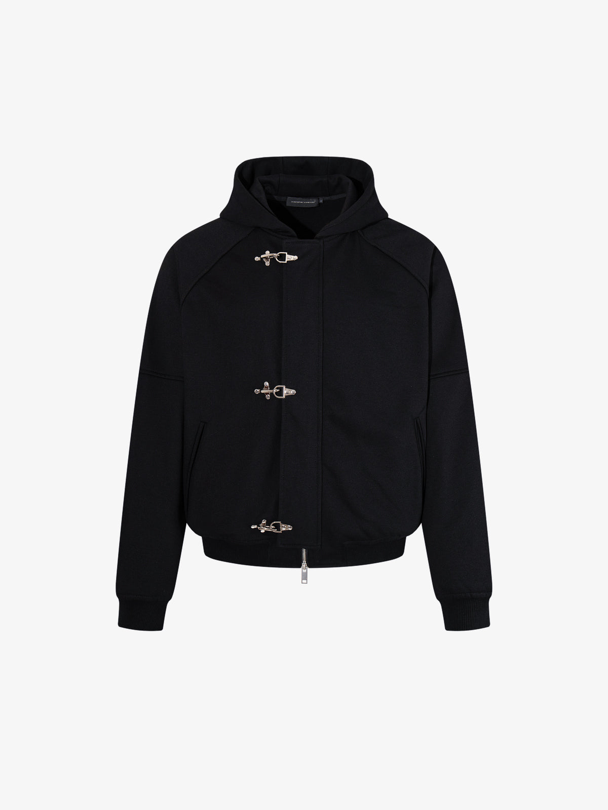 AW SPIKY HEAD | Fireman Clasp Zip Up Hoodie in Black - front view