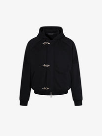 AW SPIKY HEAD | Fireman Clasp Zip Up Hoodie in Black - front view