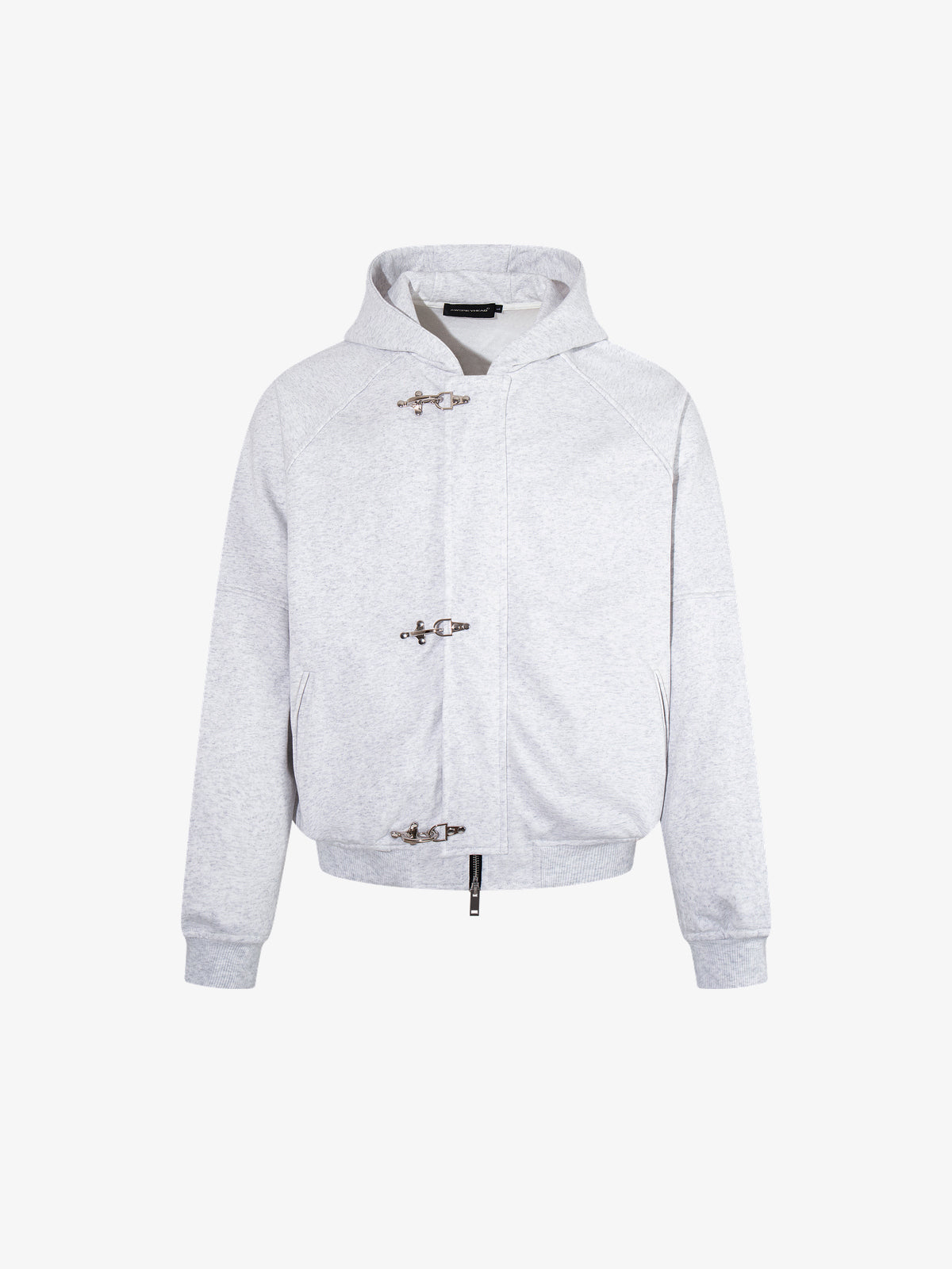 AW SPIKY HEAD | Fireman Clasp Zip Up Hoodie in Light Gray - front view