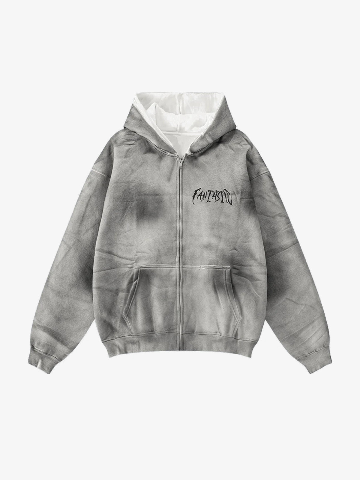 BE THRIVED | Washed Script Hoodie in Grey - front view