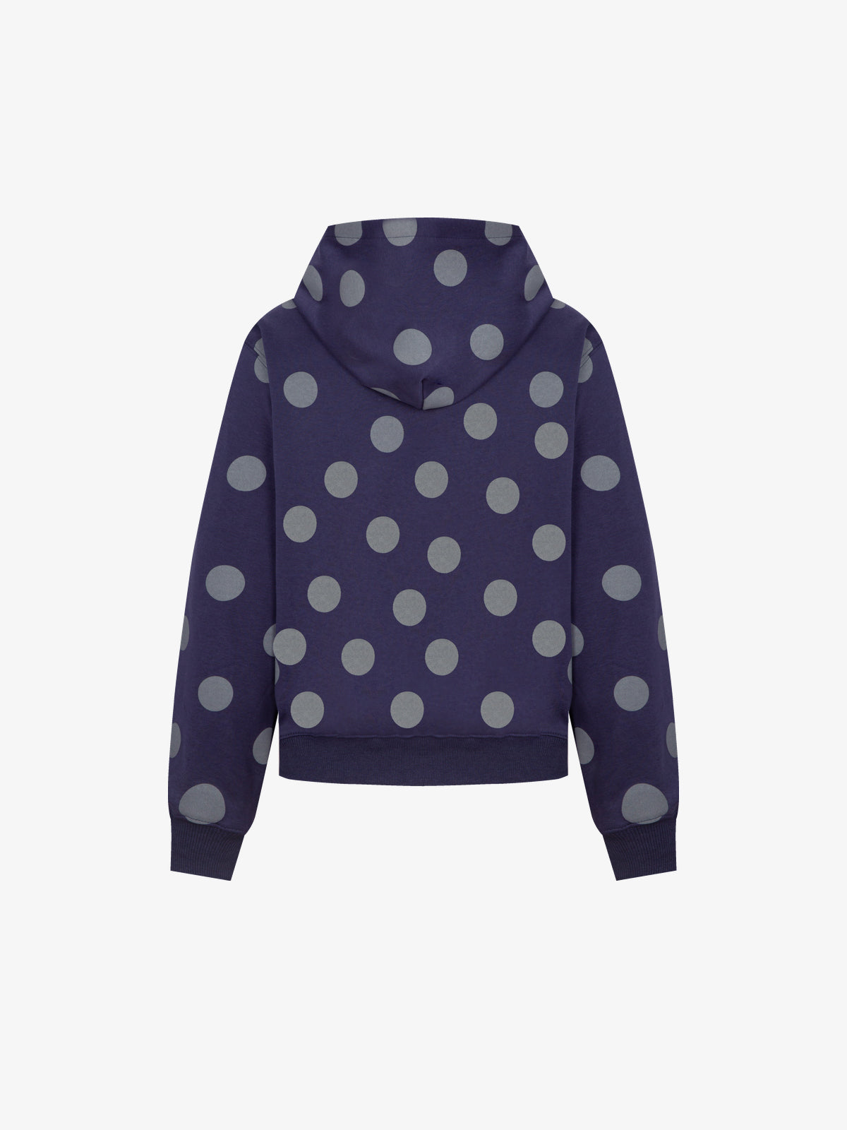 BATTLE KID | Polka Dot Zip Up Hoodie in Navy - back view