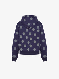 BATTLE KID | Polka Dot Zip Up Hoodie in Navy - back view