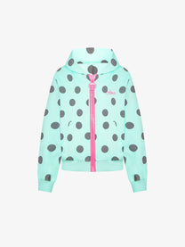 BATTLE KID | Polka Dot Zip Up Hoodie in Turquoise - front view
