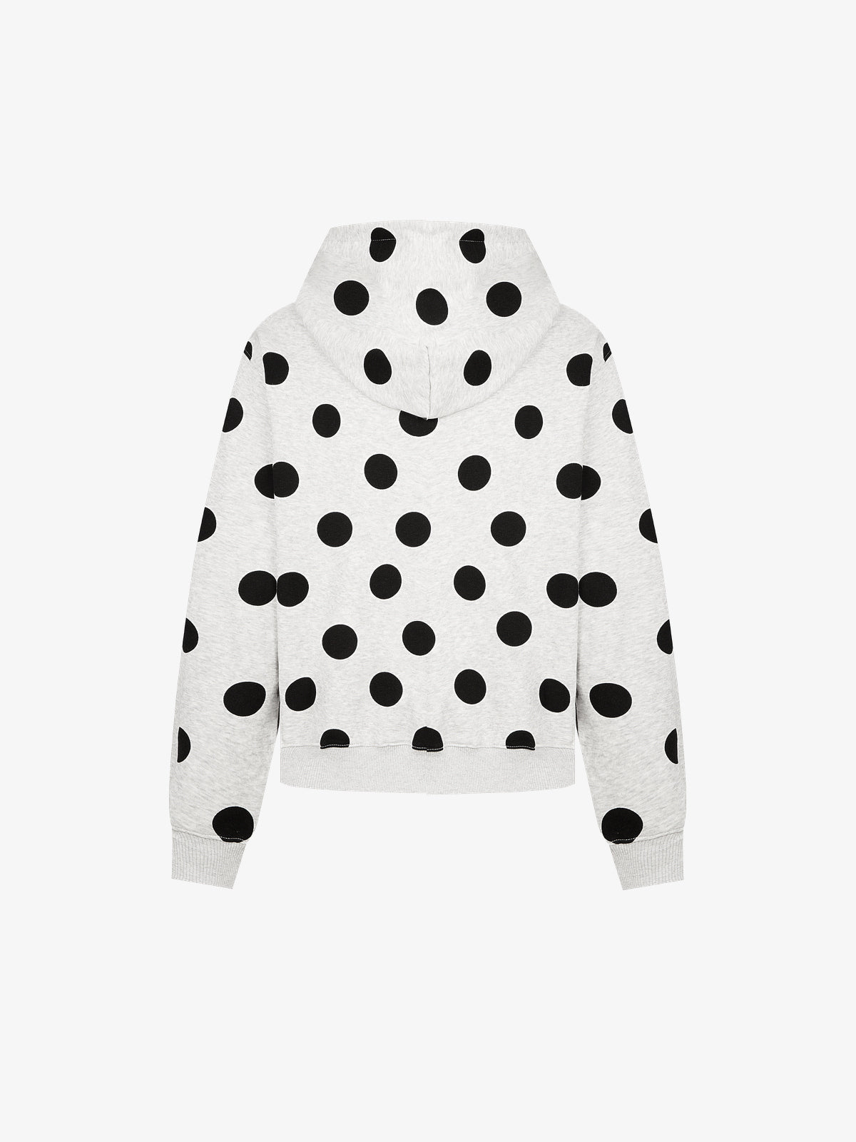 BATTLE KID | Polka Dot Zip Up Hoodie in White - back view