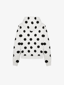 BATTLE KID | Polka Dot Zip Up Hoodie in White - back view