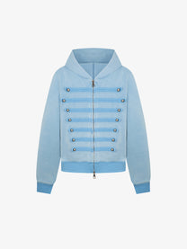 BATTLE KID | Military Tab Zip Up Hoodie in Light Blue - front view