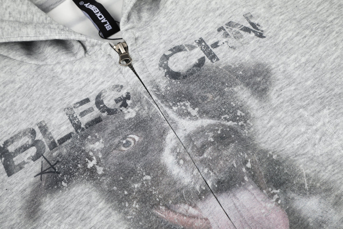 BLACK ENERGY | Puppy Sketch Zip Up Hoodie - product detail
