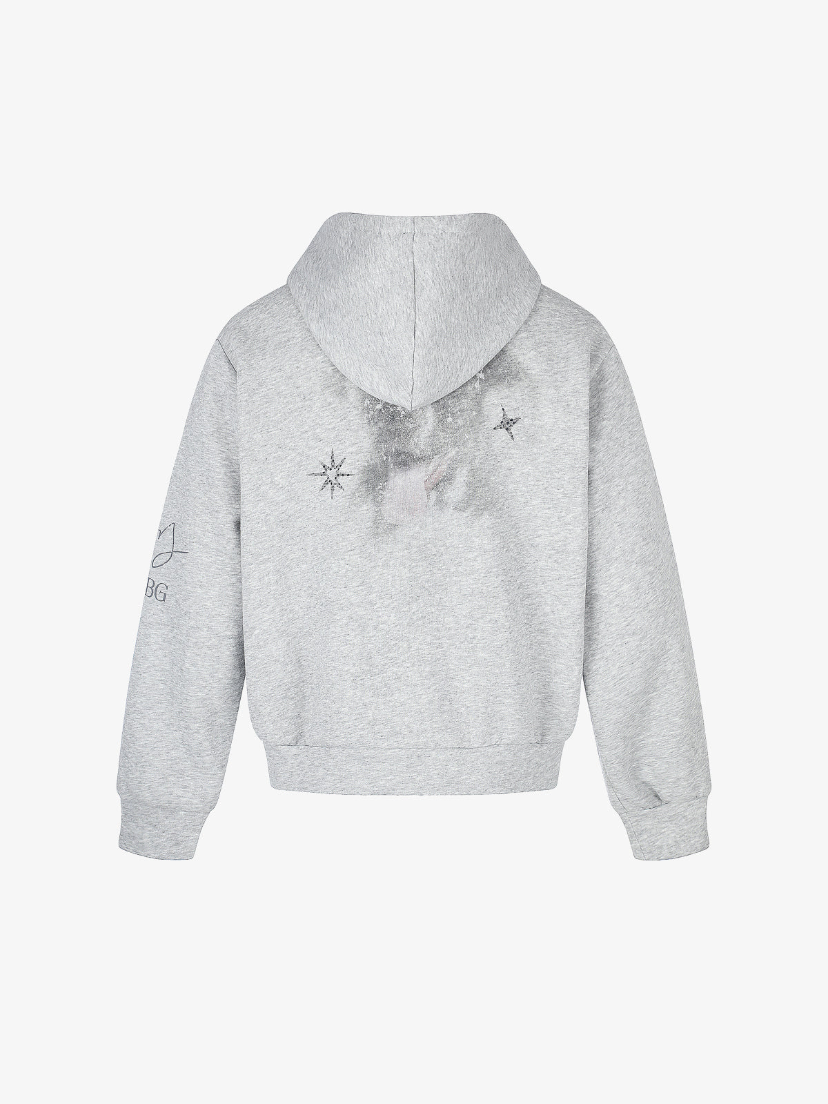 BLACK ENERGY | Puppy Sketch Zip Up Hoodie in Light Gray - back view