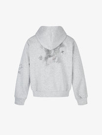 BLACK ENERGY | Puppy Sketch Zip Up Hoodie in Light Gray - back view