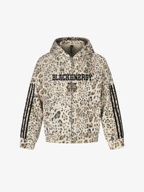 BLACK ENERGY | Number 7 Zip Up Hoodie in Leopard - front view