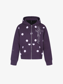BLACK ENERGY | Cross Applique Zip Up Hoodie in Purple - front view