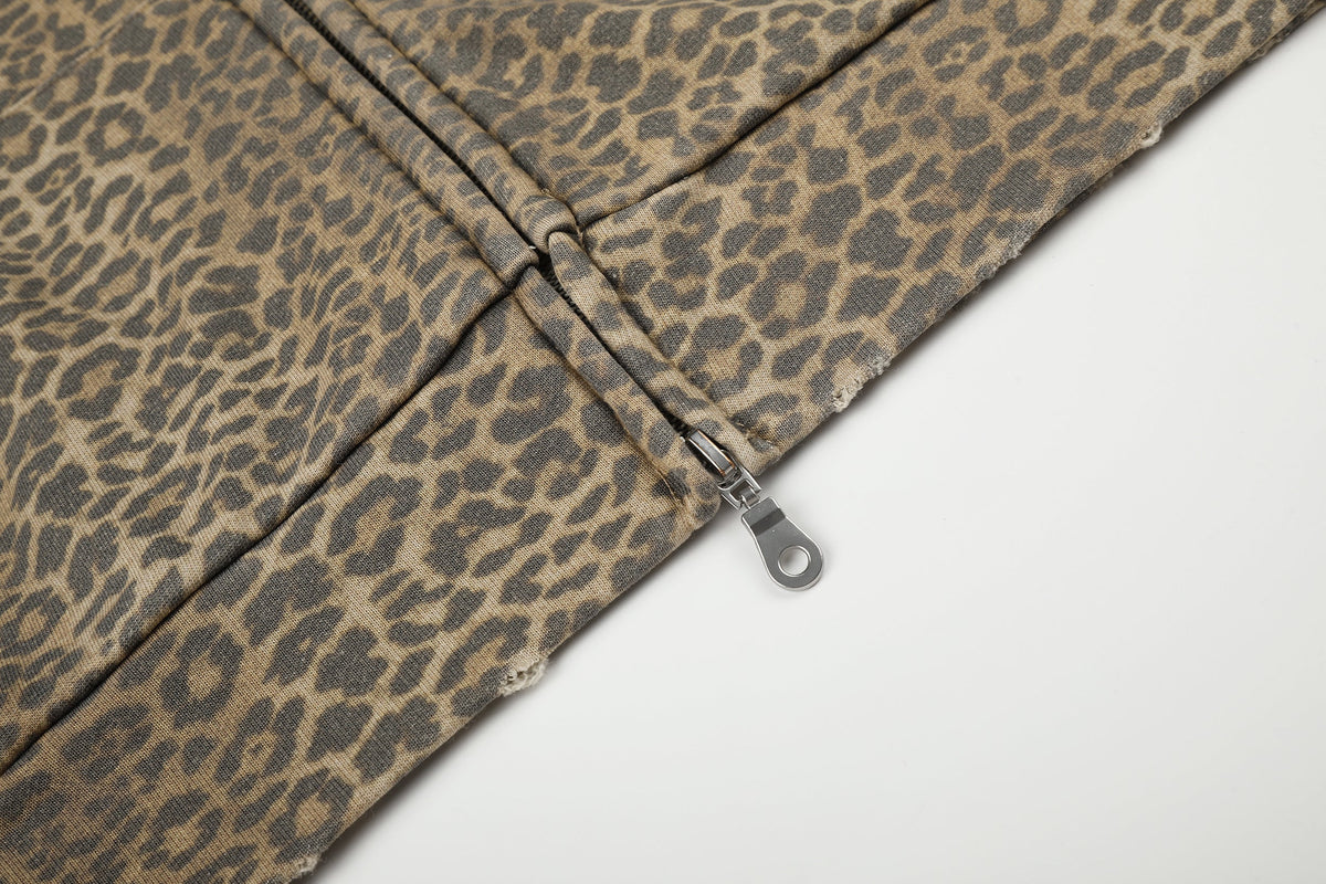 BLACK ENERGY | Leopard Print Zip Up Hoodie - product detail