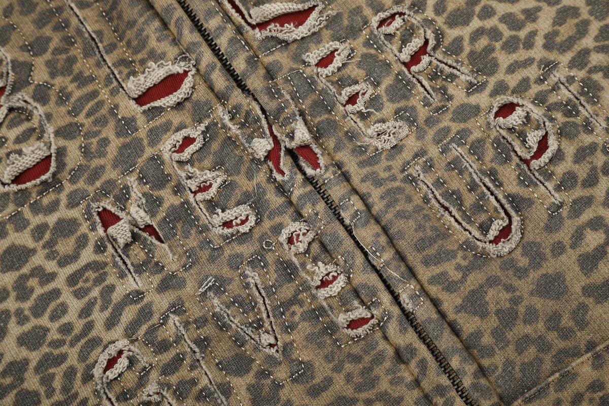 BLACK ENERGY | Leopard Print Zip Up Hoodie - product detail