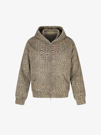 BLACK ENERGY | Leopard Print Zip Up Hoodie in Leopard - front view