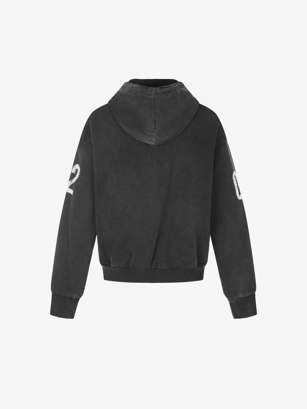 BLACK ENERGY | Number 02 Zip Up Hoodie in Black - back view