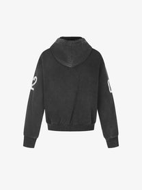 BLACK ENERGY | Number 02 Zip Up Hoodie in Black - back view