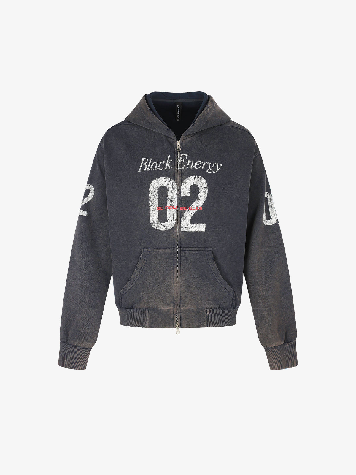 BLACK ENERGY | Number 02 Zip Up Hoodie in Navy - front view