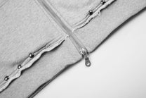 BLACK ENERGY | Studded Collage Zip Up Hoodie - product detail
